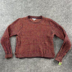 Cabi Sweater Adult Extra Large Crochet Pullover Orange Purple Cotton Womens
